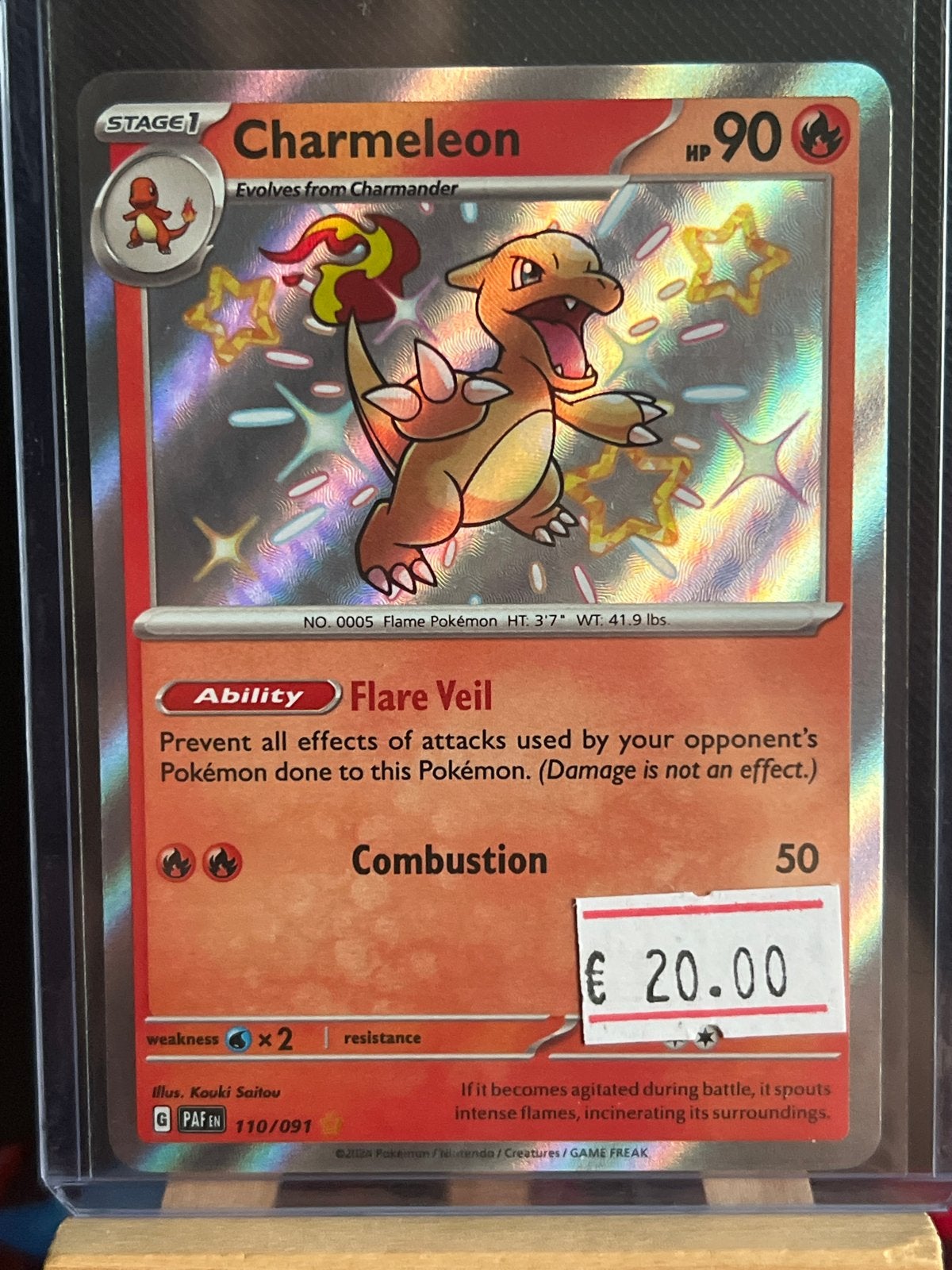Charmeleon Pokémon kaart (Foil) - PAFN 110/091, Ophalen of Verzenden, Zo goed als nieuw, Losse kaart, Foil