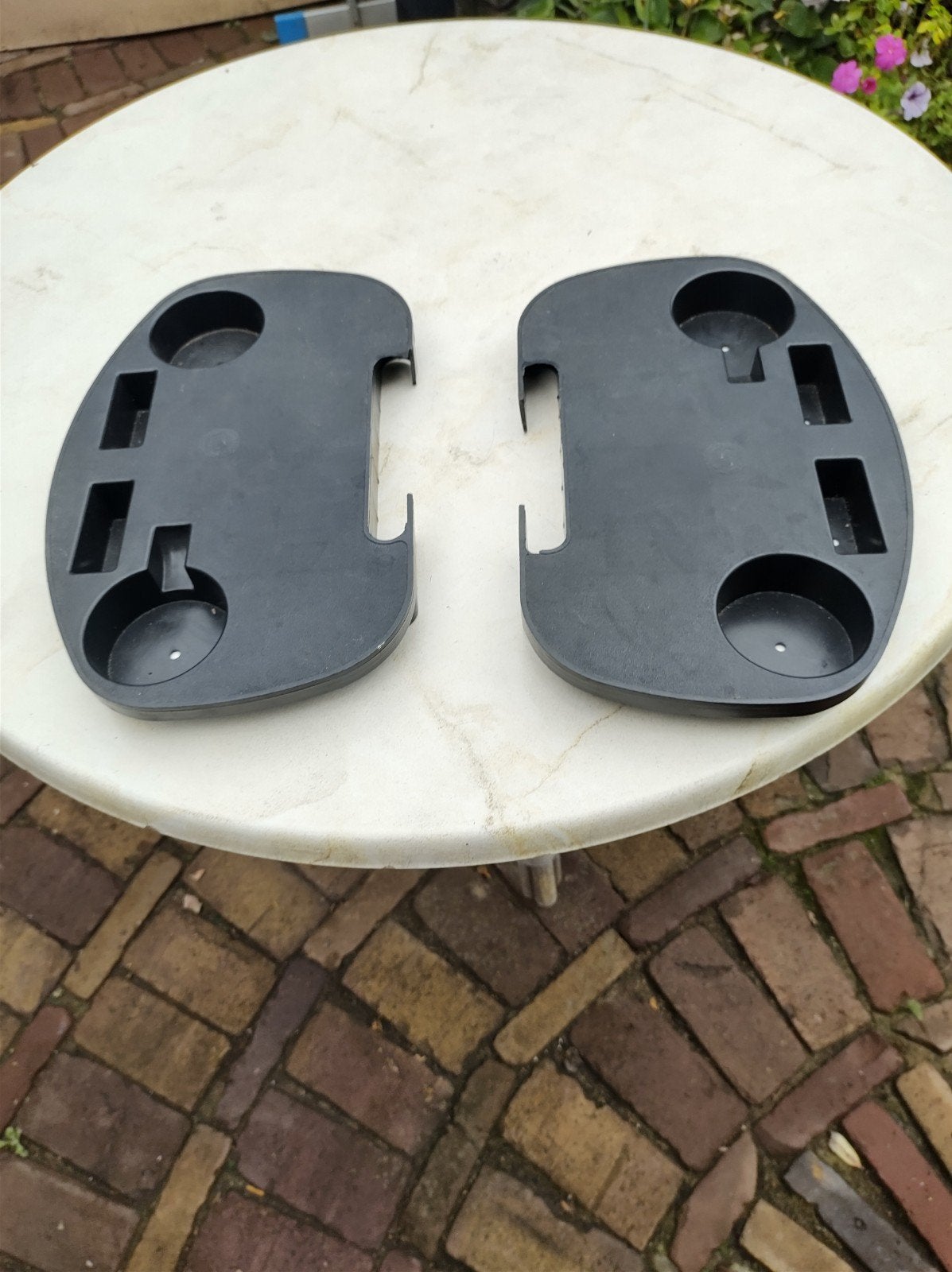 Handige plateau's voor tuinstoel - Set van 2 gratis, Ophalen, Gebruikt