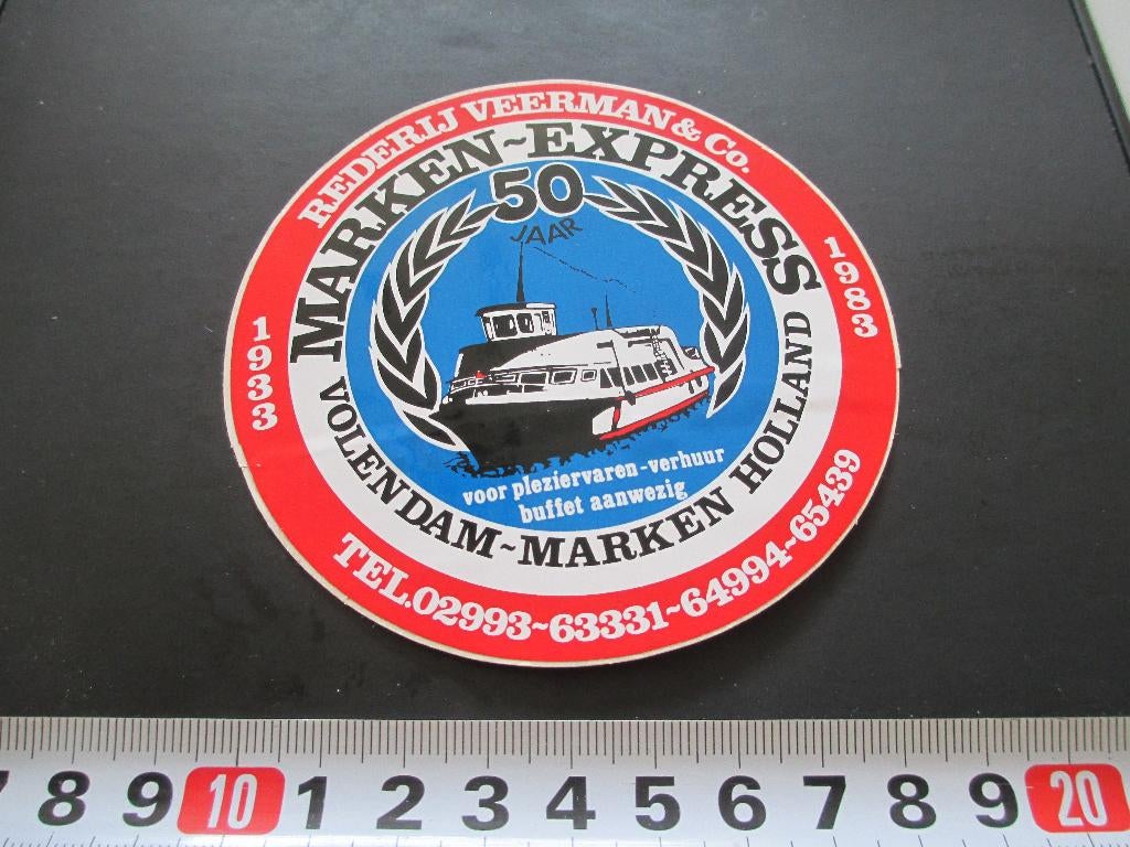sticker rederij veerman & co marken-express 50 jaar volendam, Verzamelen, Stickers, Zo goed als nieuw, Ophalen