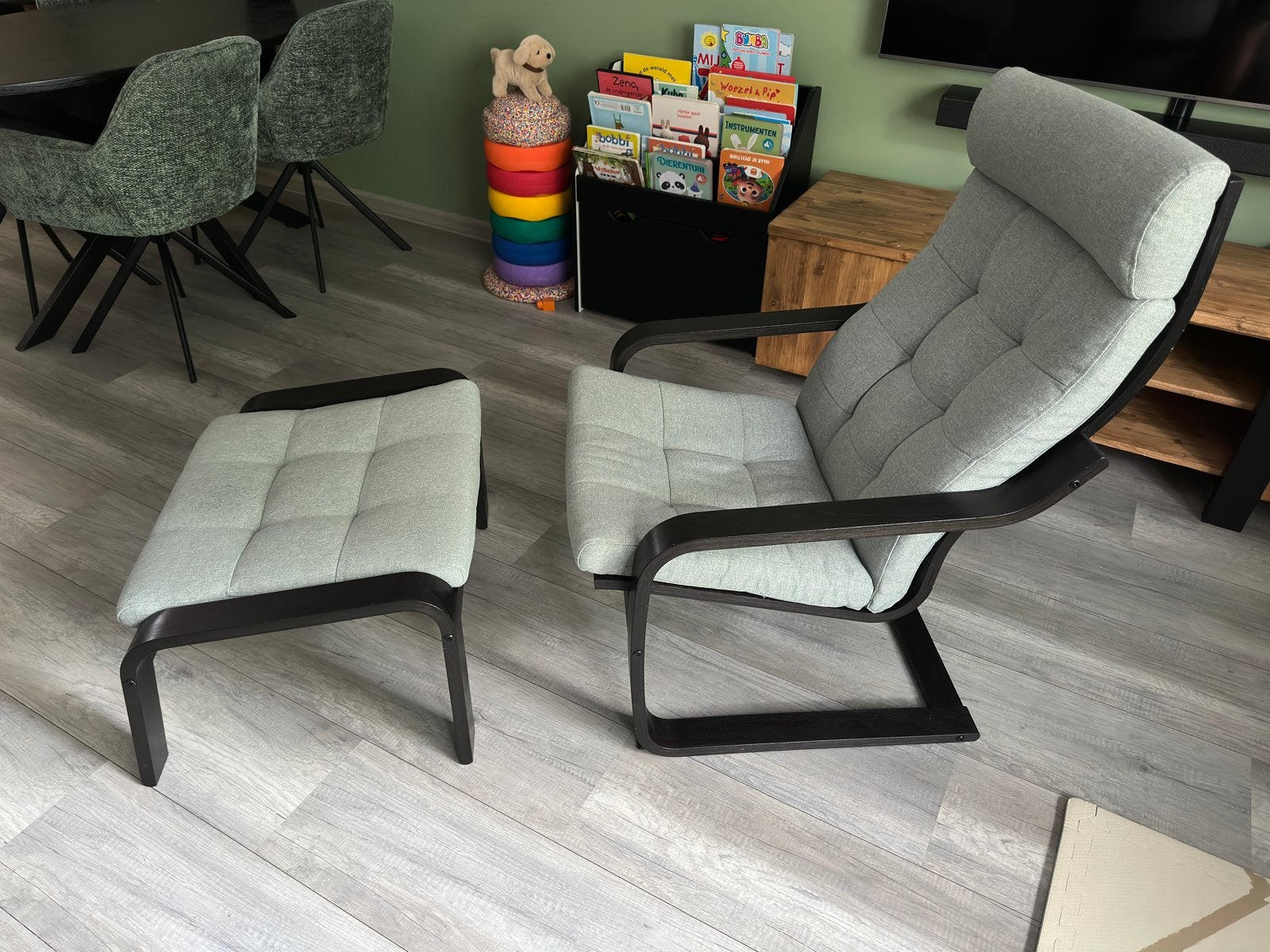 IKEA Poang Fauteuil met voetenbank - Zo goed als nieuw, Ophalen, 75 tot 100 cm, Zo goed als nieuw, 50 tot 75 cm
