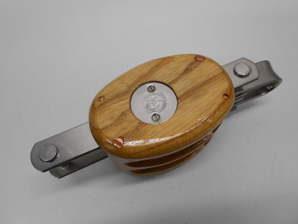 Houten Blokken / Katrollen, dubbelschijfs + hondsvot, 12 mm, Watersport en Boten, Ophalen of Verzenden, Nieuw, Lijn of Blok