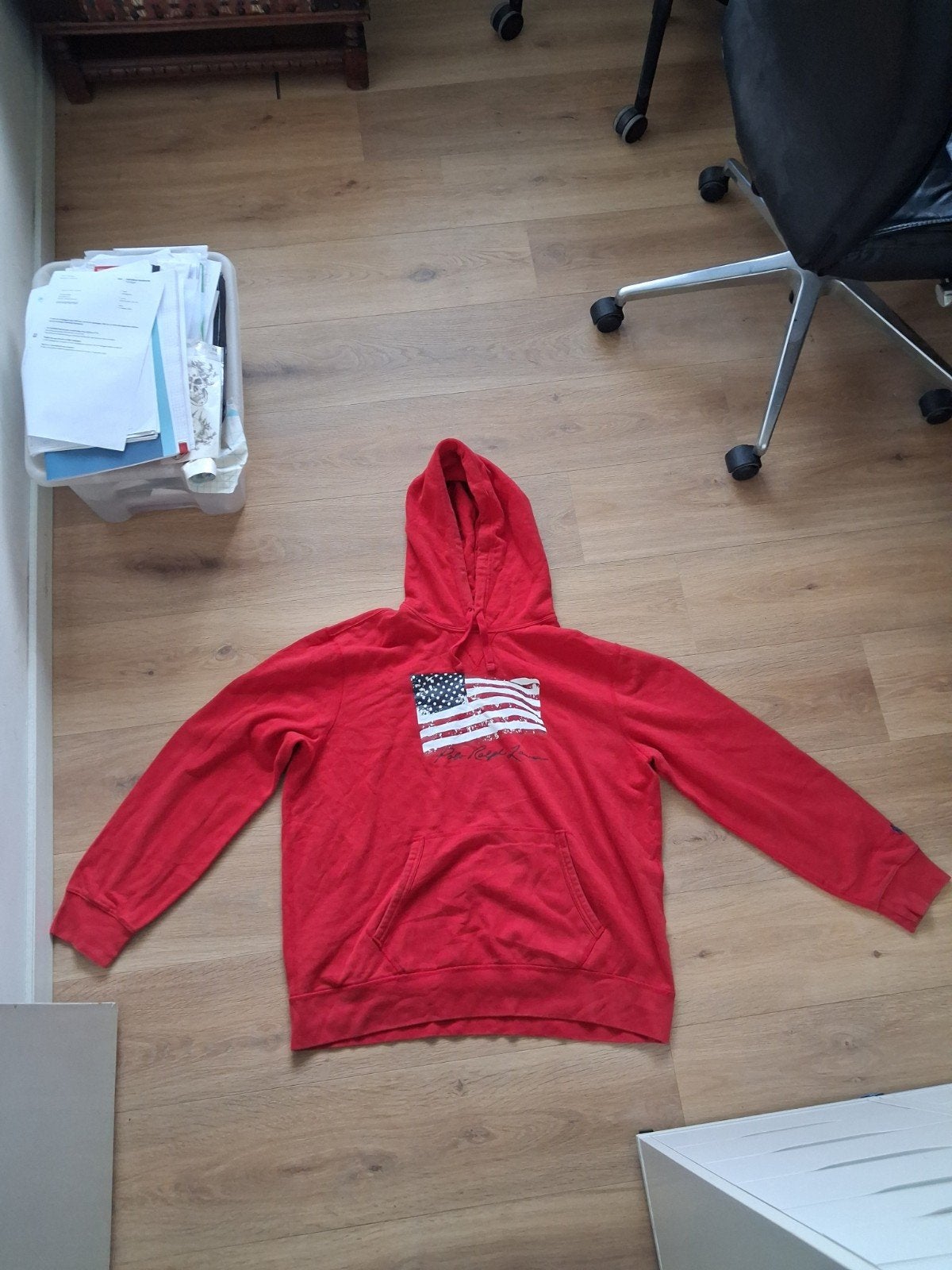 Ralph Lauren Hoodie Rood XL met Amerikaanse Vlag Print, Maat 56/58 (XL), Ophalen of Verzenden, Rood, Polo Ralph Lauren