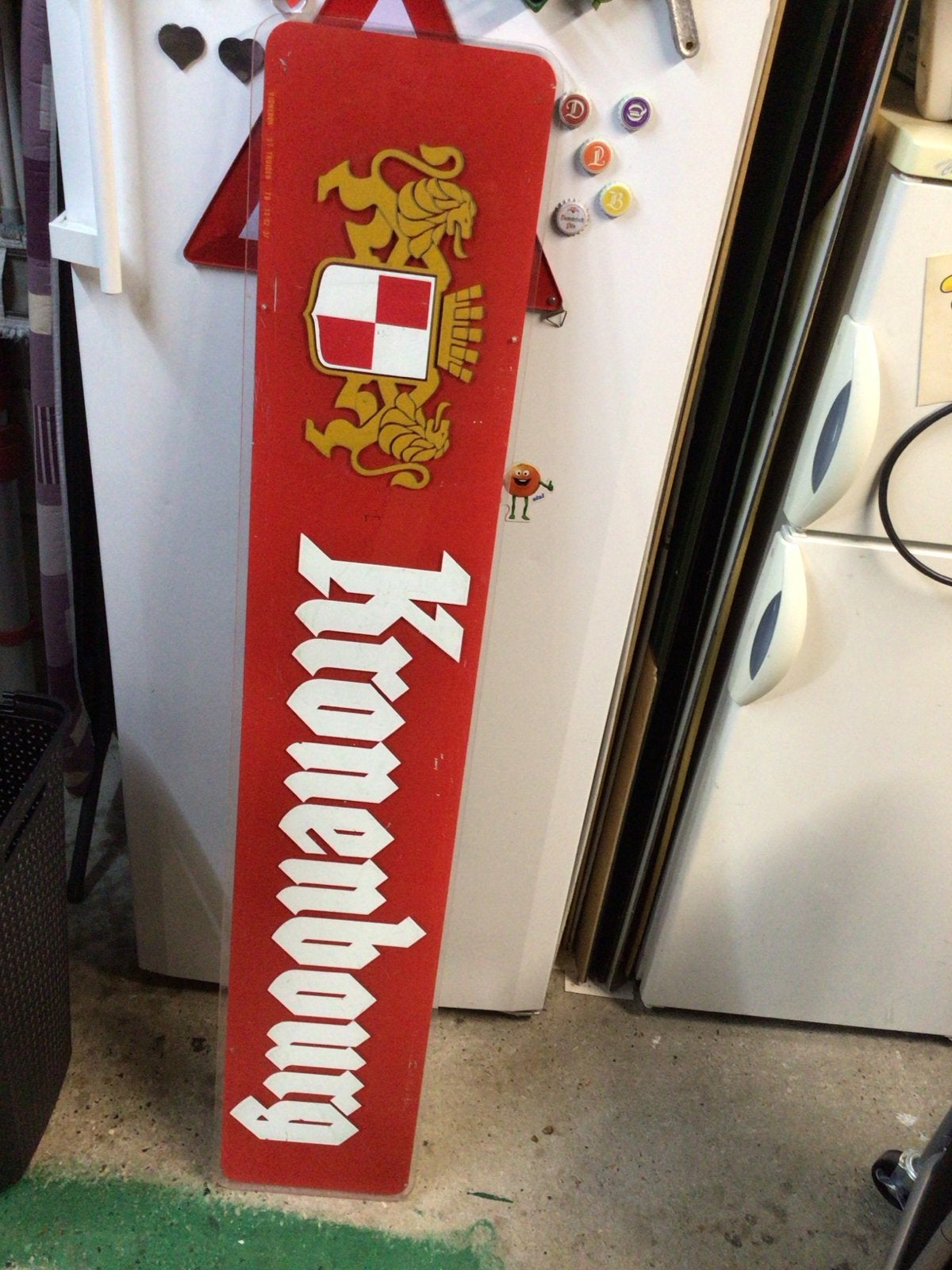 Vintage Kronenbourg Reclamebord - Rood met Logo, Ophalen, Gebruikt
