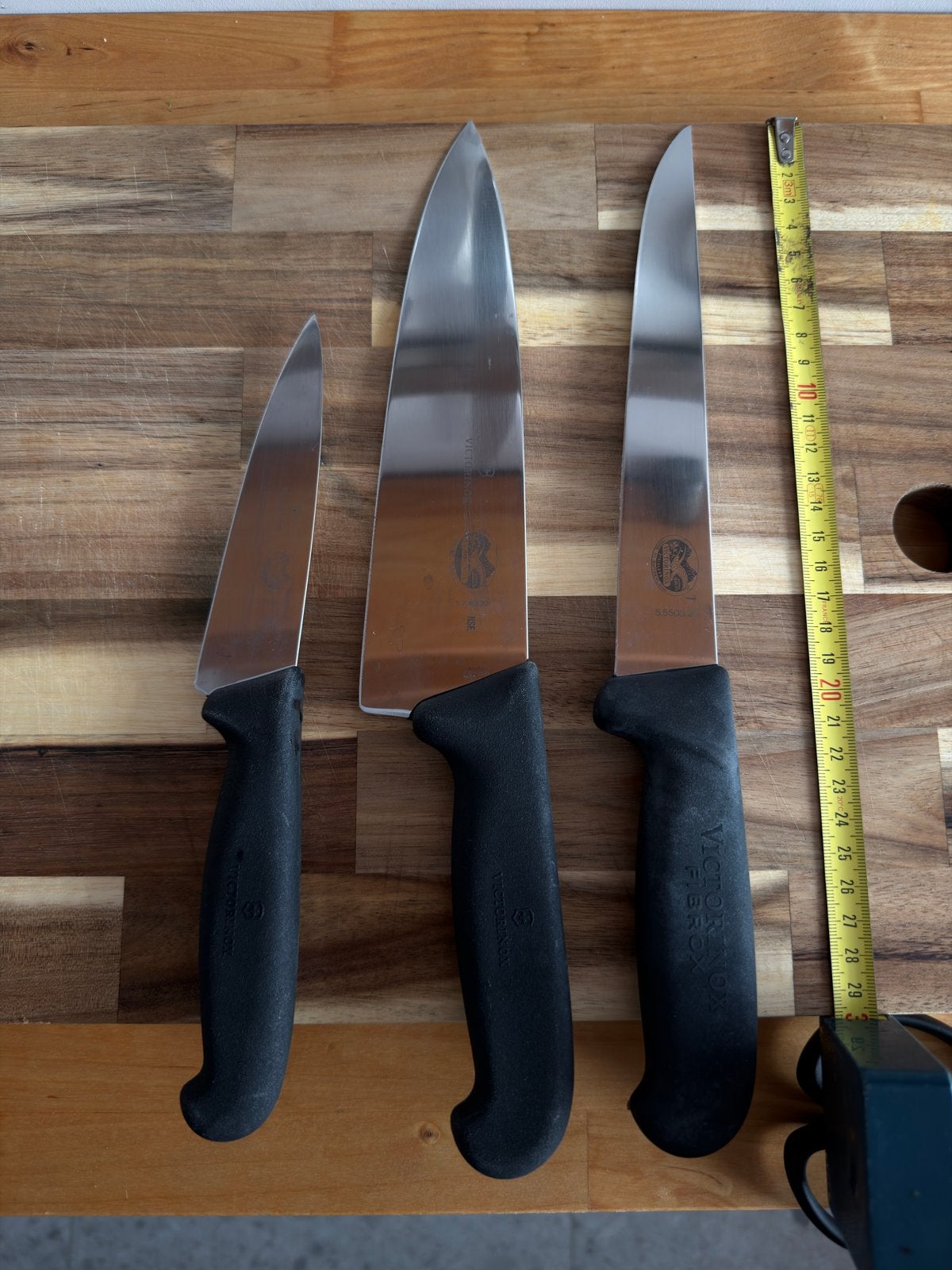 Set van 3 Victorinox Fibrox Pro koksmessen, Ophalen of Verzenden, Zwart, Metaal, Overige merken