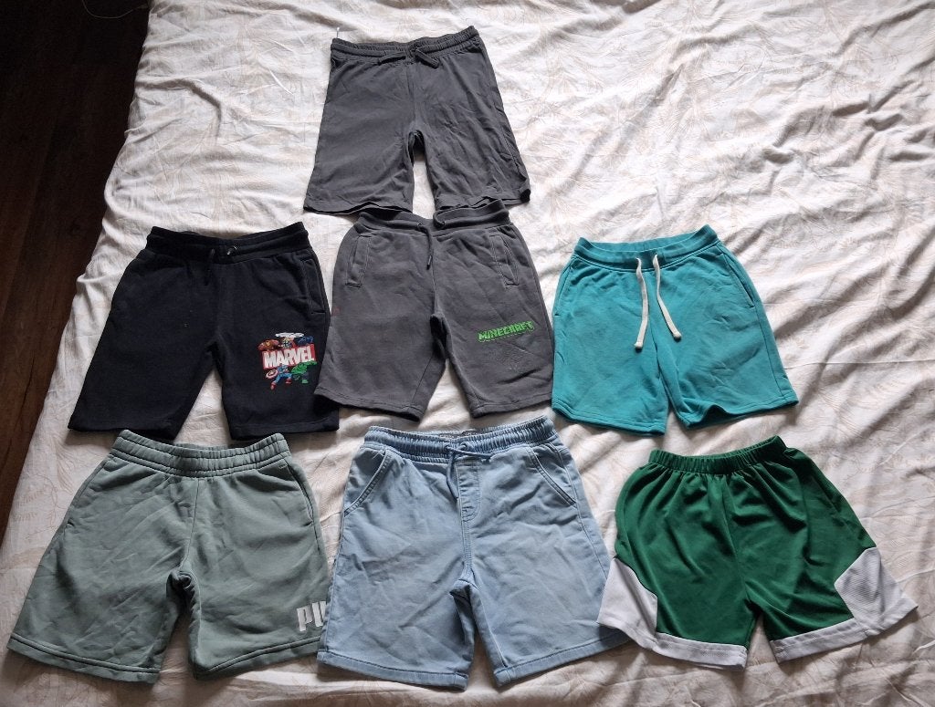 Korte broeken pakket maat 128 oa Puma, Marvel, Minecraft, Verzenden, Zo goed als nieuw, Maat 128