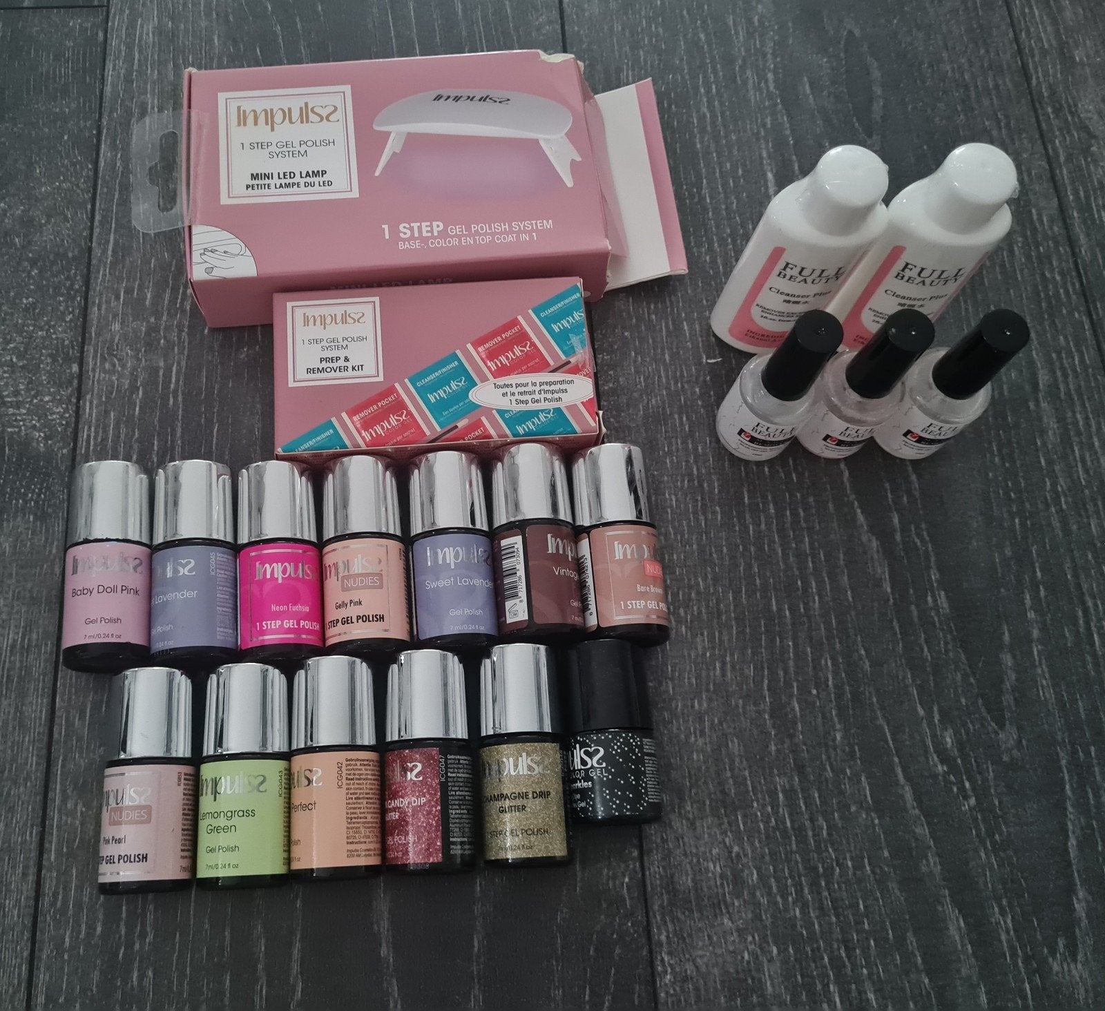 Impulsz Gellak Set: 1-Stap Lak, Lamp, Cleanser & Remover, Ophalen of Verzenden, Zo goed als nieuw, Overige typen