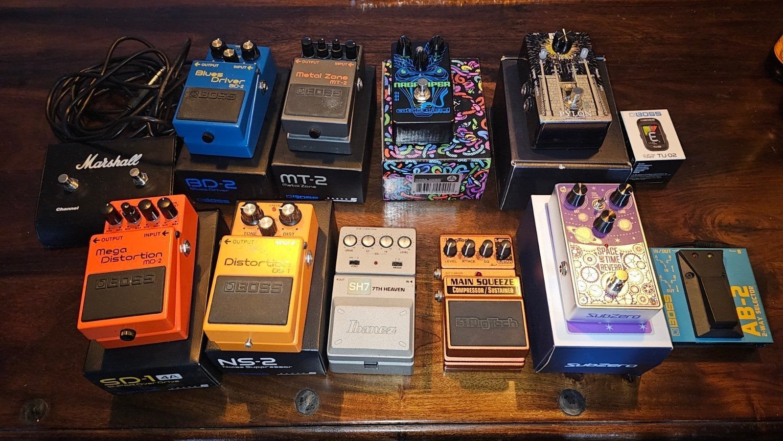 Te Koop: Verschillende gitaarpedals, board met psu & tas., Ophalen of Verzenden