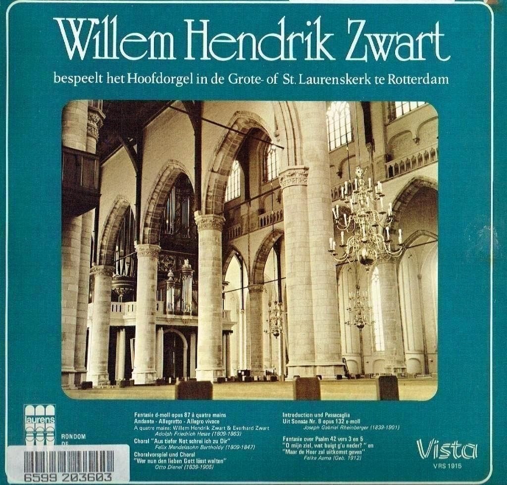 Willem Hendrik Zwart Bespeelt orgel St.Laurenskerk Rotterdam, Kamermuziek, Verzenden, Zo goed als nieuw, 12 inch