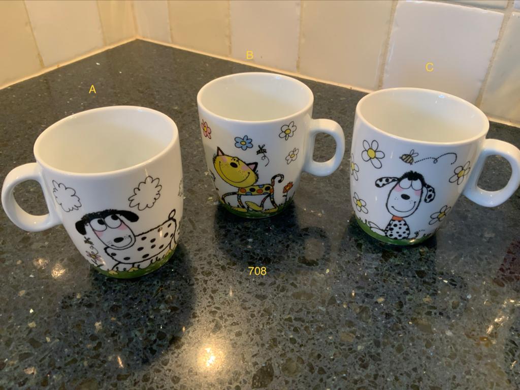 Set van 3 vrolijke mokken met dierenprint - 7,5 cm, Ophalen of Verzenden, Steen/keramiek, Meerkleurig, Overige typen