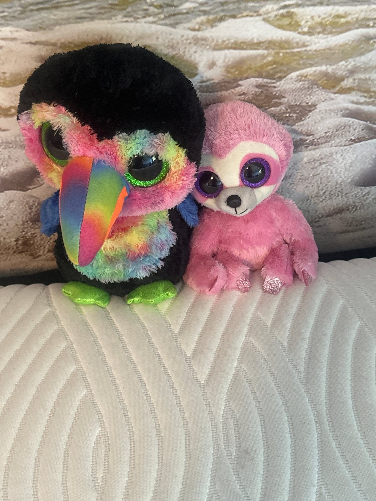 Ty Beanie Boos Toekan Beaks en Luiaard Suede knuffels, Ophalen, Overige typen, Middelgroot (20 tot 80 cm), Meerkleurig