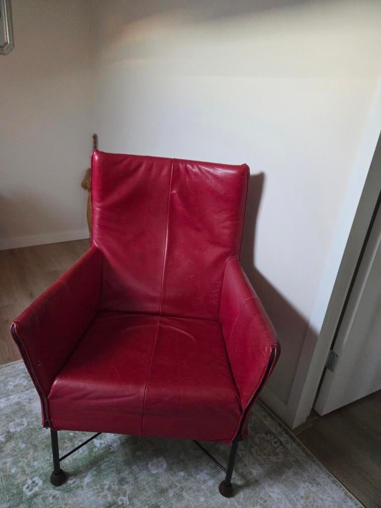 Montis Fauteuil Charly Rood, Huis en Inrichting, Ophalen, Gebruikt, 50 tot 75 cm, Leer