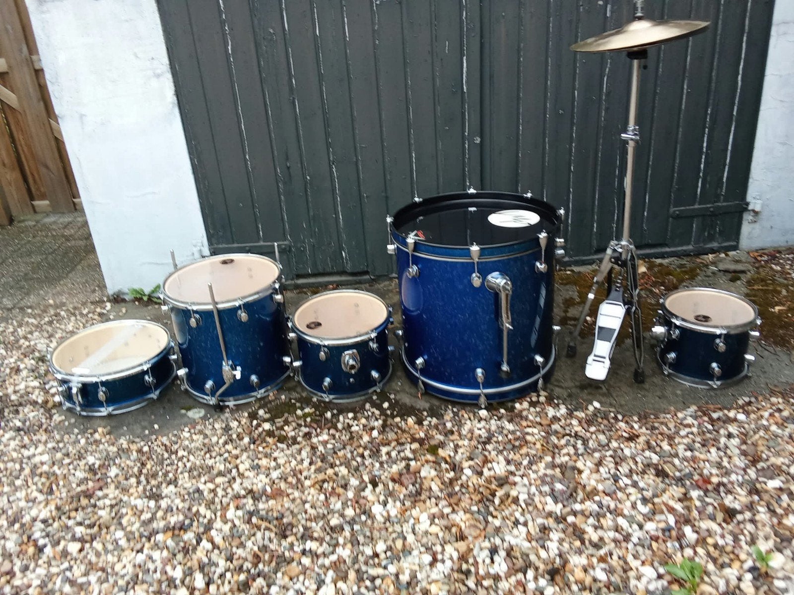 Vintage Drumstel - Blauw - Unieke Sound en Uitstraling, Ophalen, Gebruikt, Overige merken