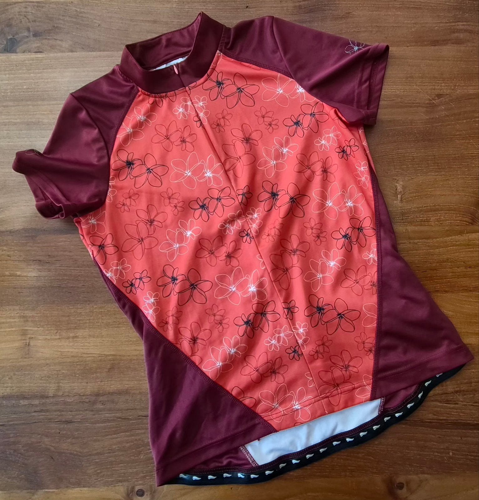 Bloemig damesshirt voor wielrennen, tennis of wandelen, Verzenden, Maat 46/48 (XL) of groter, Oranje, Zo goed als nieuw