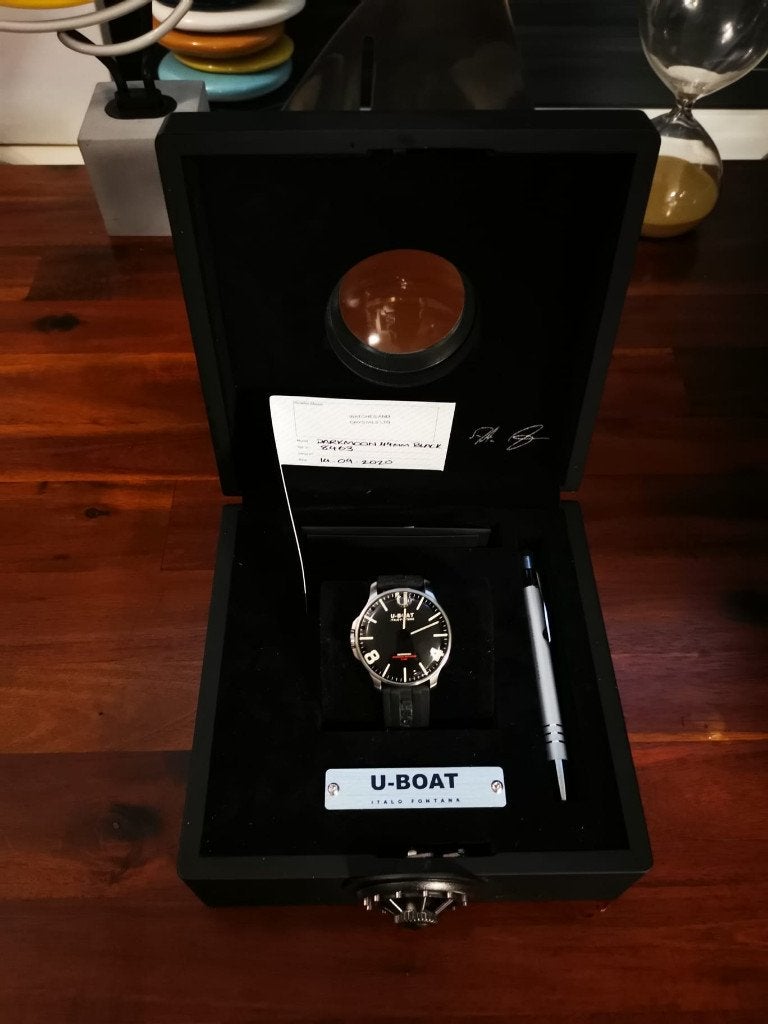 U Boat Darkmoon 44mm Black Nooit Gedragen, Staal, Polshorloge, Nieuw, Kunststof