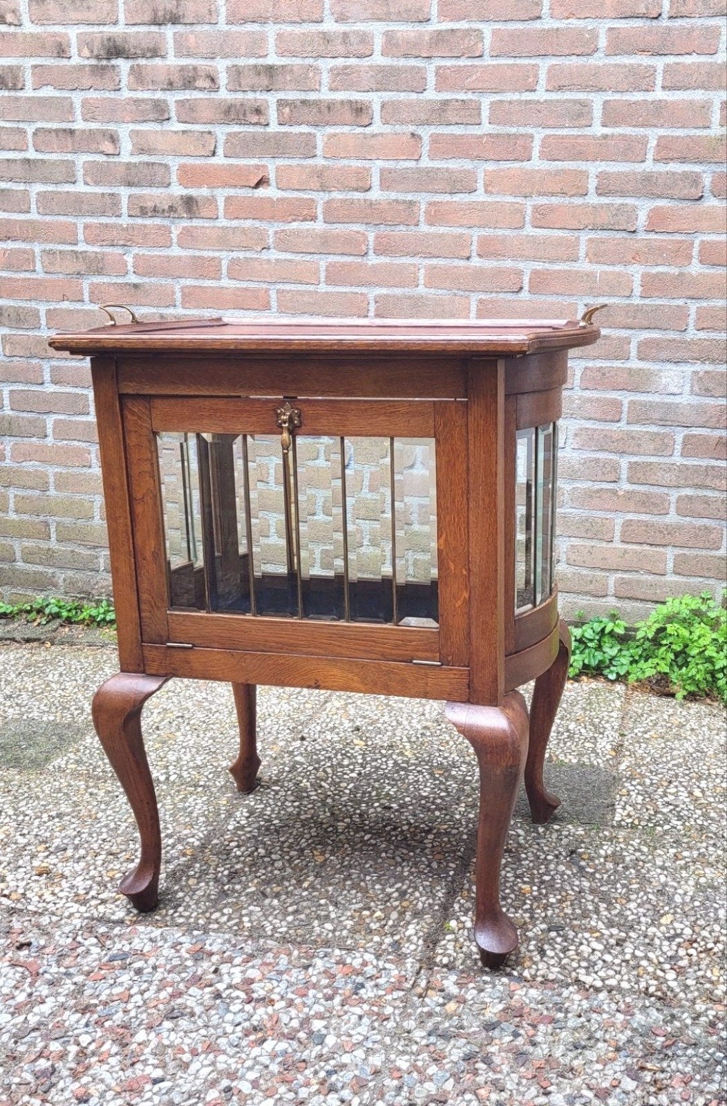Mooi theemeubel met dienblad, Ophalen, Gebruikt, 50 tot 100 cm, Glas