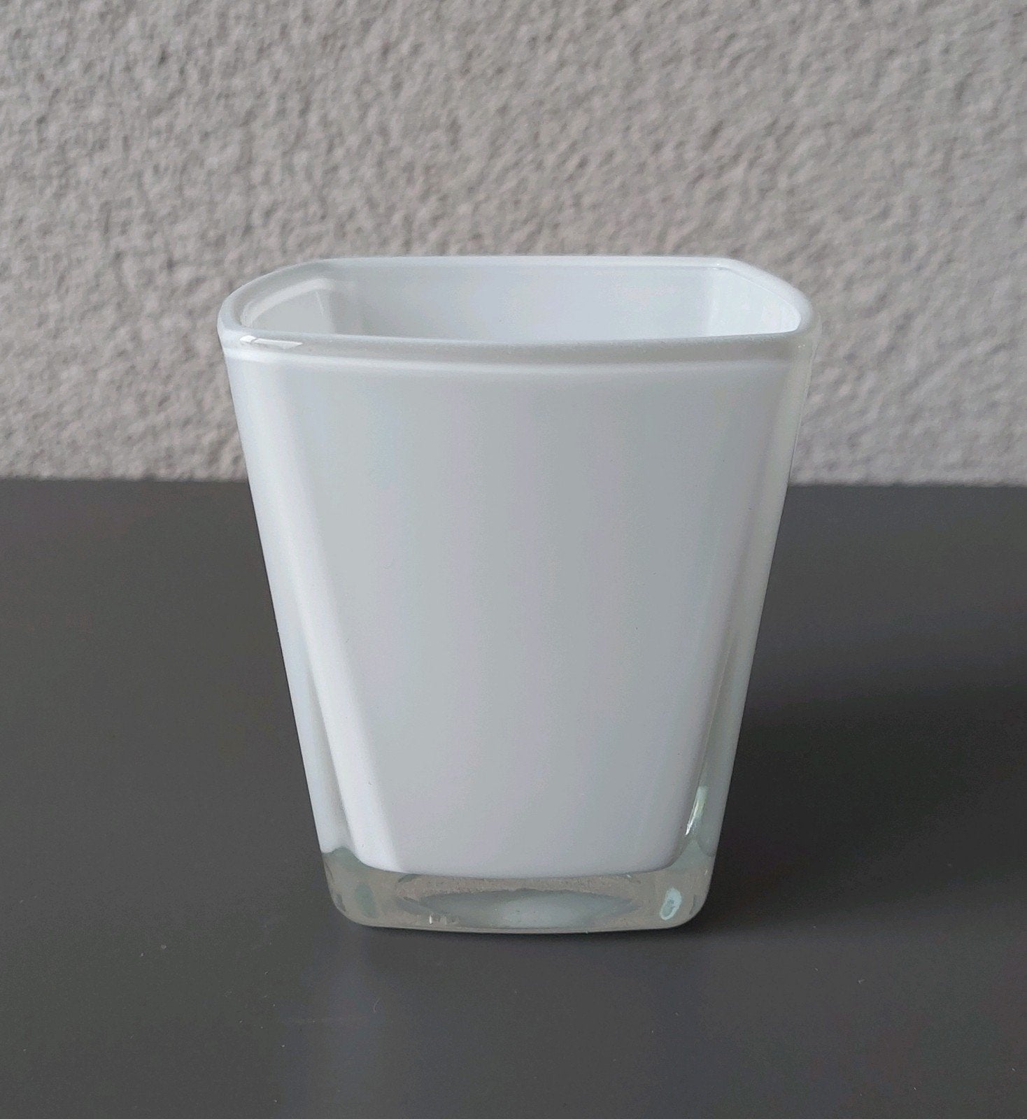 Mat witte glazen vierkant vaas potje bloem plant decoratie, Wit, Ophalen of Verzenden, Minder dan 50 cm, Glas