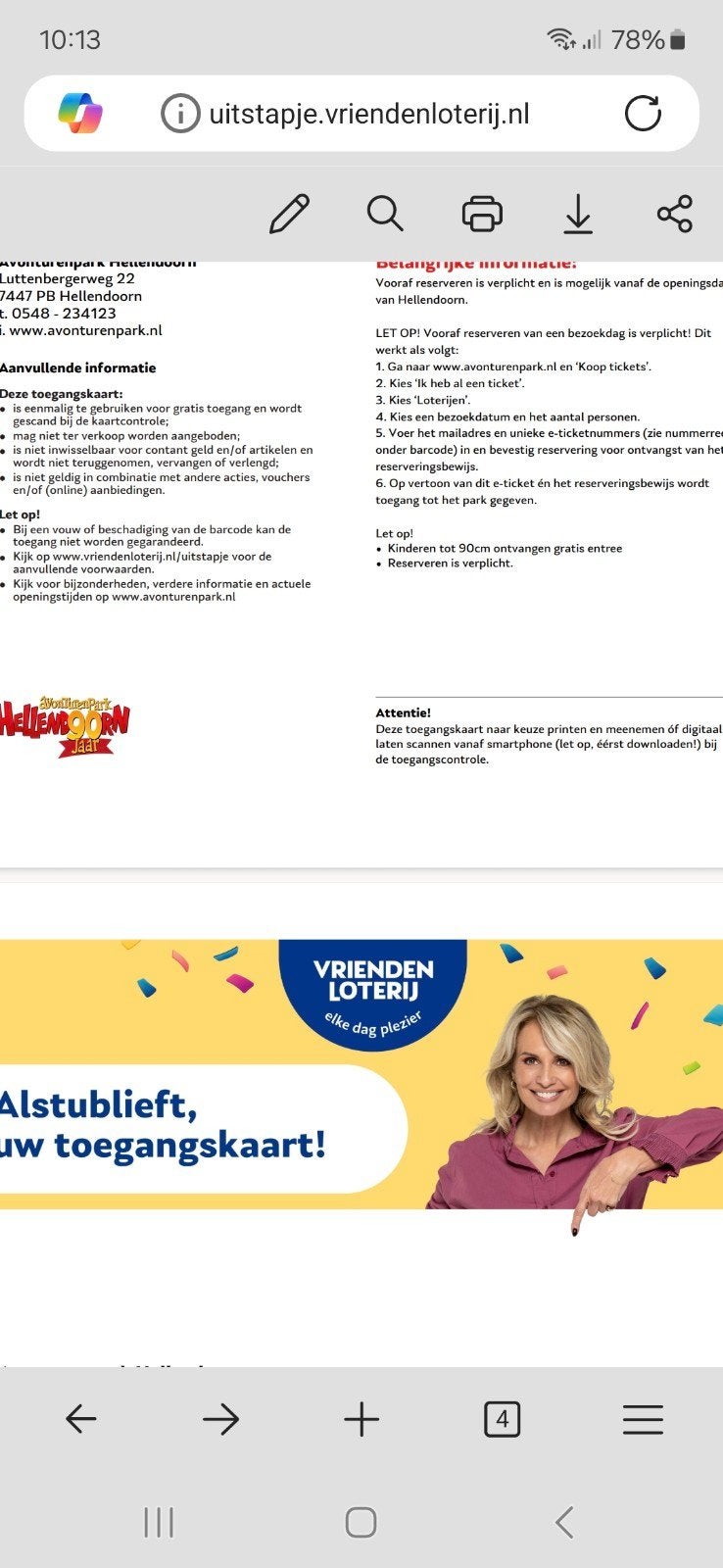 4 toegangskaarten voor attractiepark Hellendoorn, Tickets en Kaartjes, Drie personen of meer, Overige soorten, Pretpark