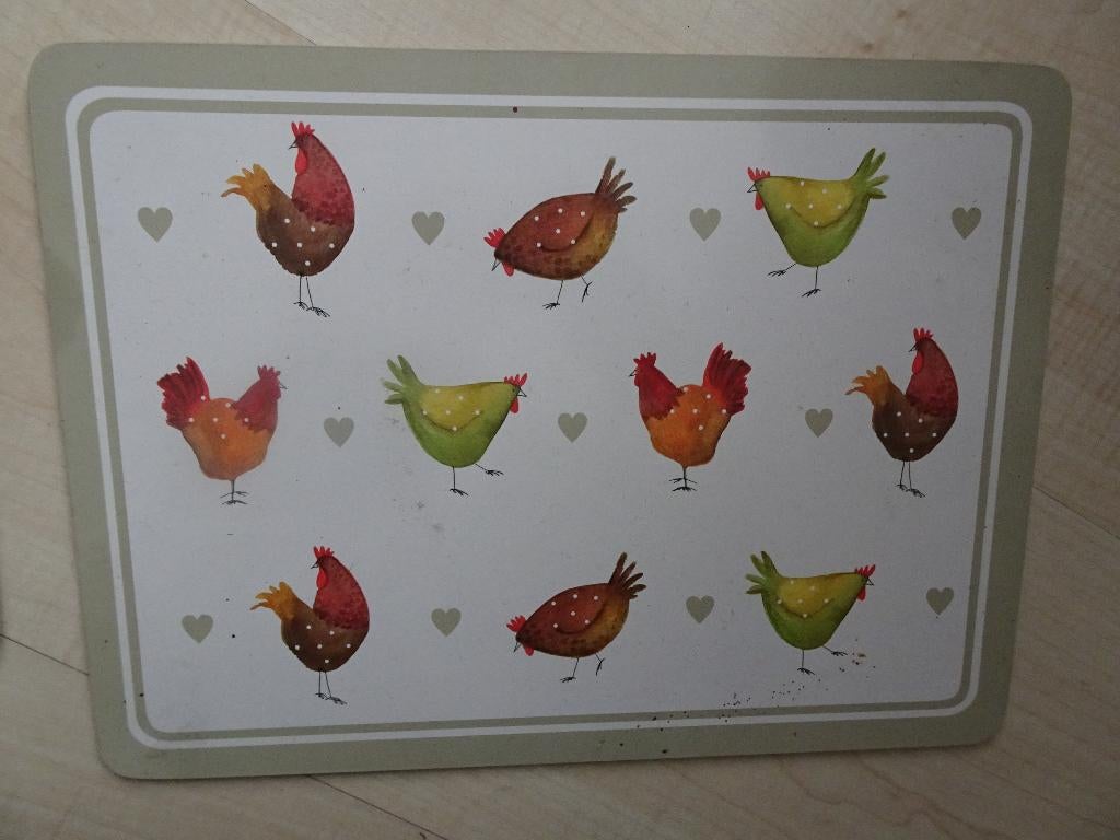 4x placemat onderzetter Love Chickens David Mason Design kip, Ophalen of Verzenden, Gebruikt, Overig