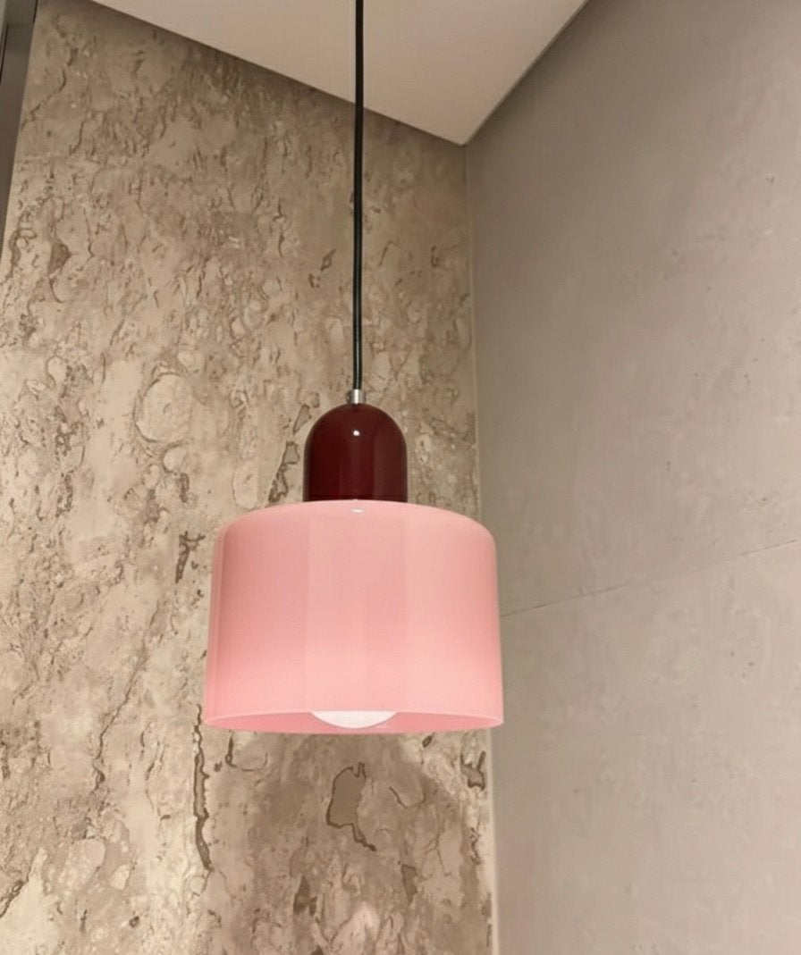 Roze/Rood Bauhaus Stijl Hanglamp – Glazen Lamp E27 NIEUW!, Huis en Inrichting, Verzenden, Nieuw, Glas