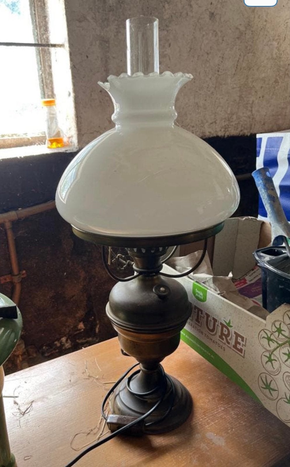Antieke olielamp / petroleumlamp, Ophalen of Verzenden