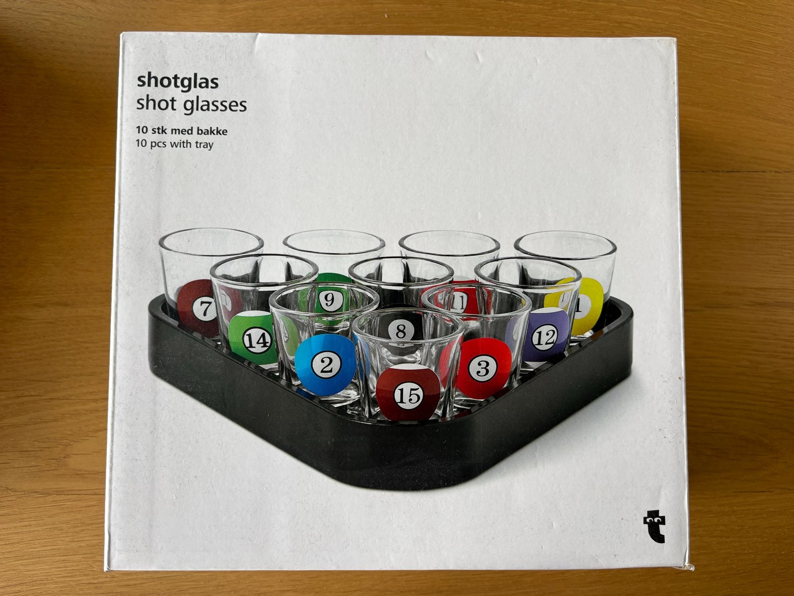 Shotglazen set met dienblad - Biljart thema, Huis en Inrichting, Ophalen, Nieuw, Meerkleurig, Overige merken