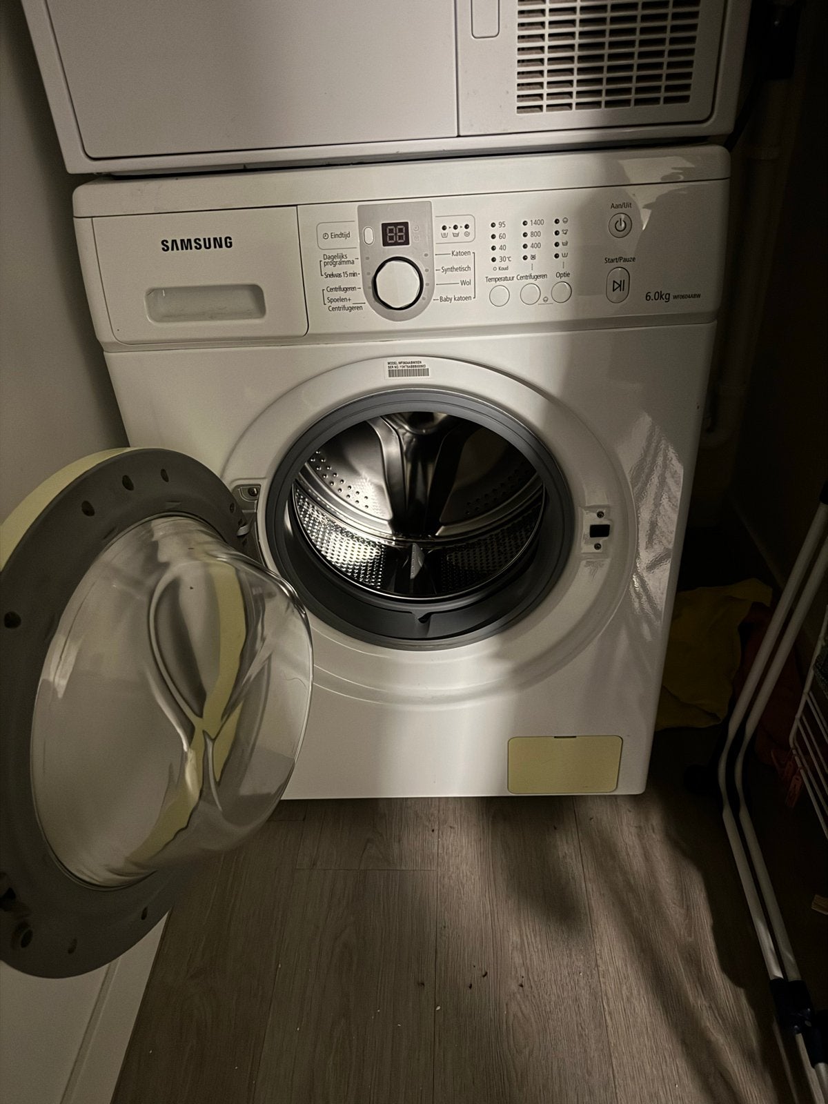 Wasmachine en droger, Witgoed en Apparatuur, Wasdrogers, Ophalen, 6 tot 8 kg, Gebruikt, 85 tot 90 cm