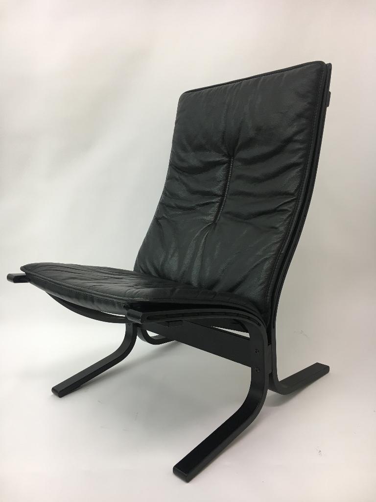 fauteuil ingmar relling  westnofa zwart leer design jaren 70, Huis en Inrichting, Fauteuils, Ingmar, Gebruikt, Ophalen of Verzenden