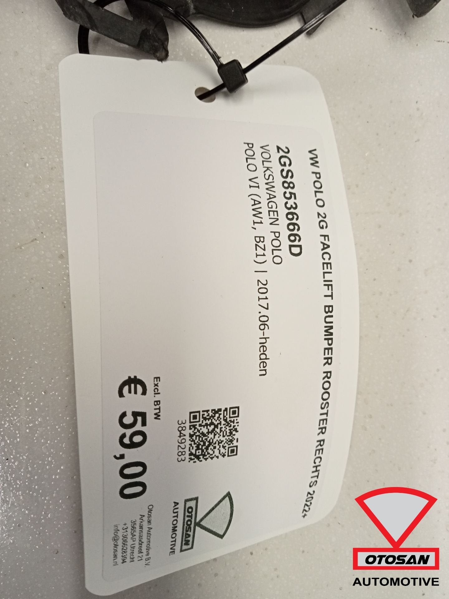 VW Polo 2G Facelift Bumper rooster Rechts 2022+, Gebruikt, Volkswagen, Volkswagen AG, Bumper