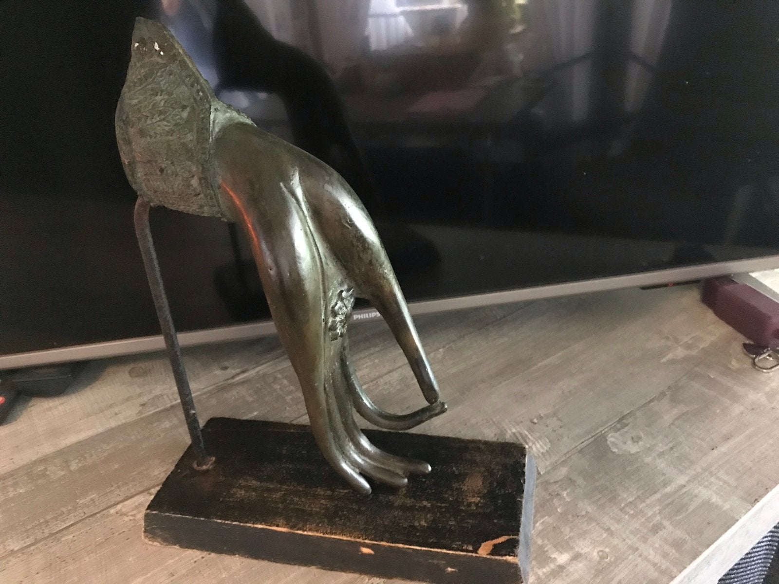 Antieke Bronzen Boeddha Hand uit Thailand, Bruin, Handgemaakt, Ophalen of Verzenden, Overige herkomsten