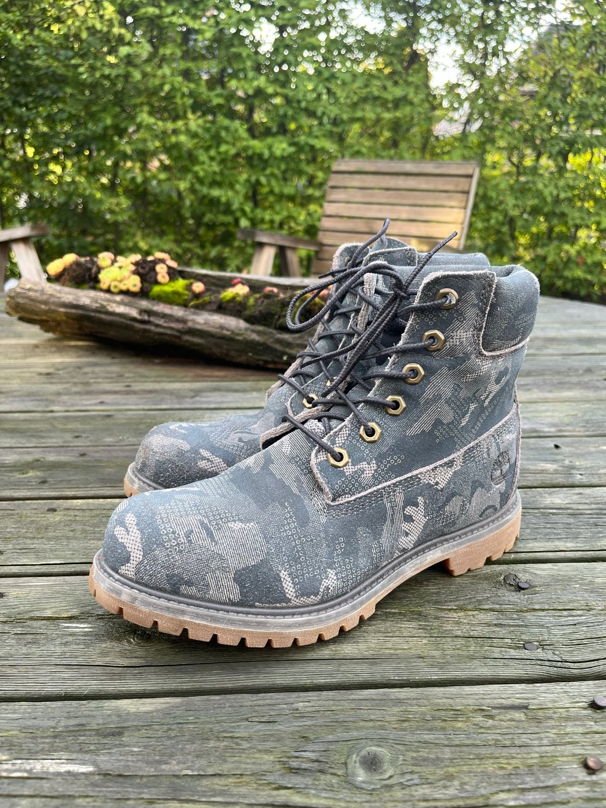 Timberlands boots met legerprint - Maat 41, Ophalen of Verzenden, Zo goed als nieuw, Overige kleuren, Lage of Enkellaarzen