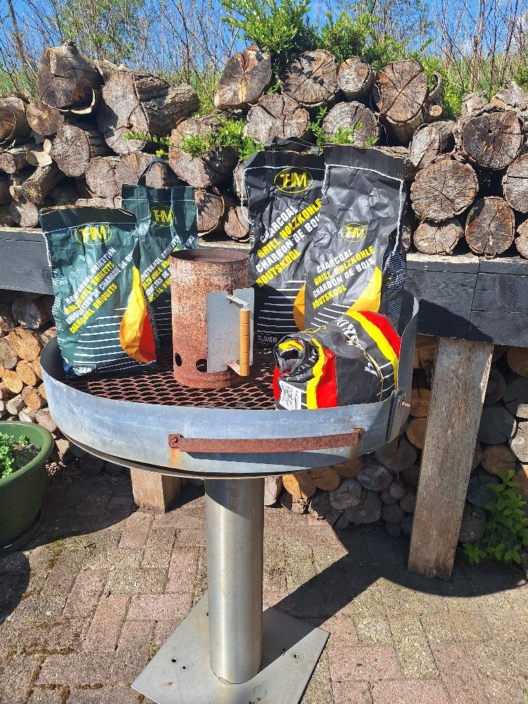 Grote BBQ van RVS incl. kolen-briketten-starter, Ophalen, Gebruikt, Met accessoires