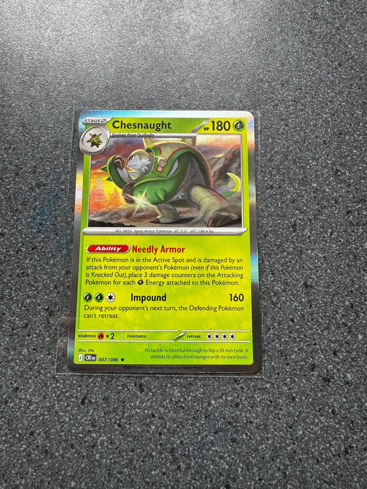 Chesnaught 007/086 Chaos Rising (Reverse Holo), Verzenden, Zo goed als nieuw, Losse kaart