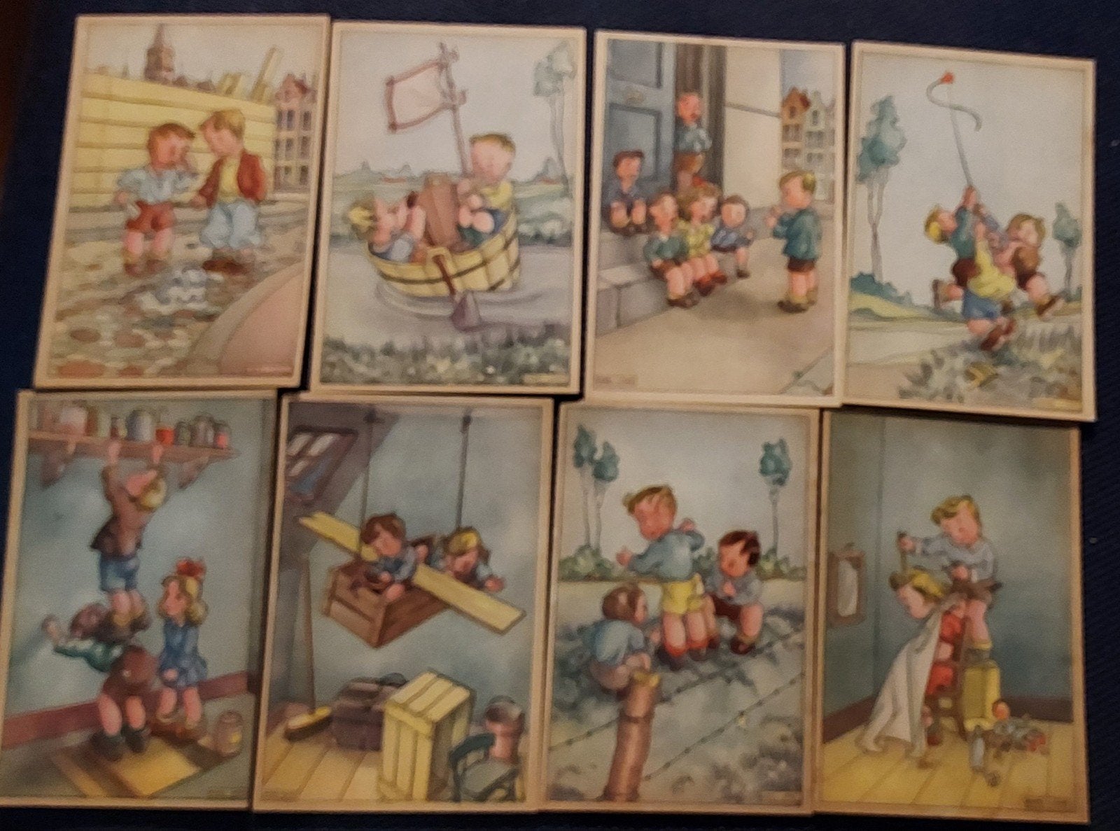 Karel Links 8-delige Serie Vintage Ansichtkaarten - K 2098 -, Ophalen of Verzenden, 1940 tot 1960, Ongelopen, Kinderen