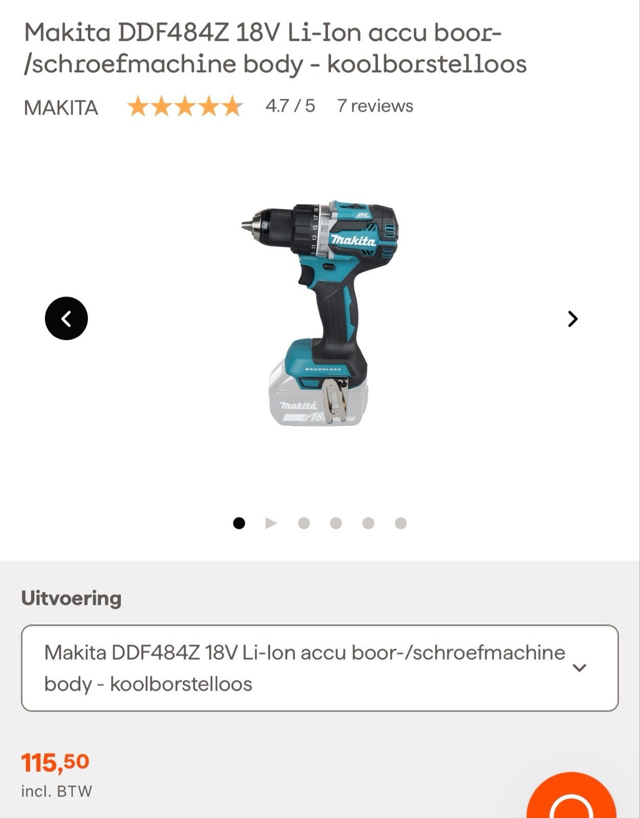 Makita DDF484Z 18V Li-Ion Accu Boor-/Schroefmachine Body, Ophalen of Verzenden, Gebruikt, 600 watt of meer, Boor- en Schroefmachine