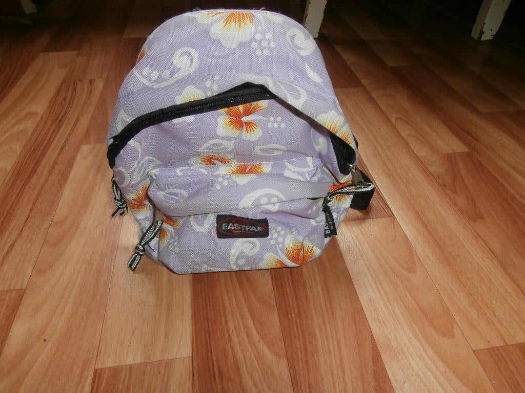 Rugtas Eastpak lila oranje bloem kinder rugzak made in USA, Ophalen of Verzenden, 30 tot 45 cm, Eastpak, Minder dan 25 cm