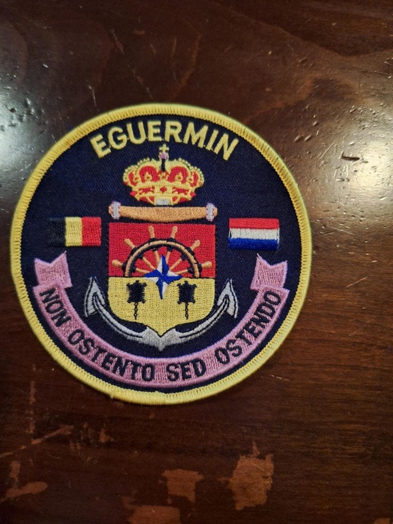 patch equermin nato mine warfare school, Ophalen of Verzenden, Marine, Overige gebieden, Embleem of Badge
