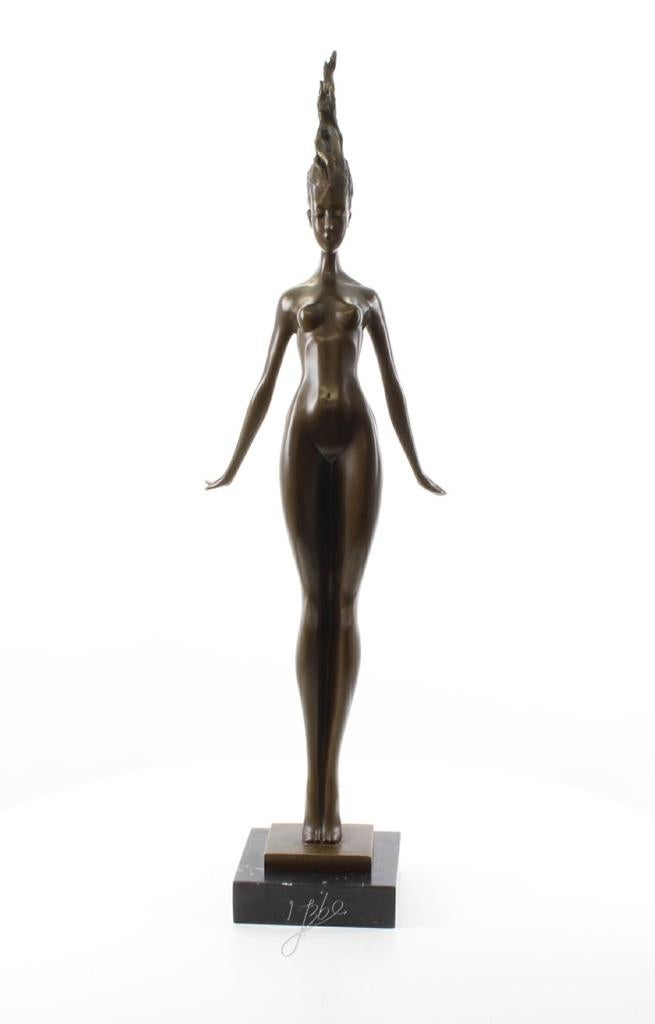 Brons beeld naakte vrouw staand 98,7 cm hoog, Ophalen, 50 - 100 cm, Brons, Beeld