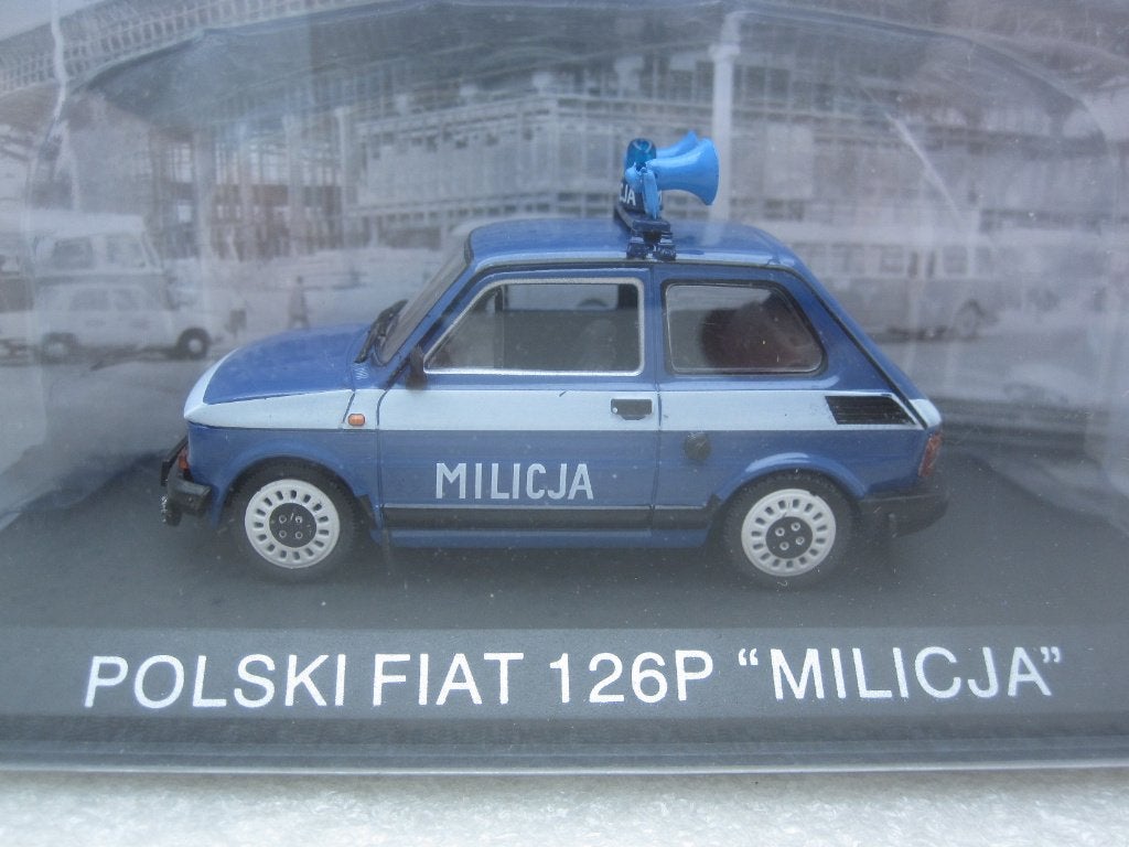 Polski Fiat 126P Milicja 1984  1:43 Atlas, Hobby en Vrije tijd, Modelauto's | 1:43, Ophalen of Verzenden, Nieuw, Auto, Overige merken