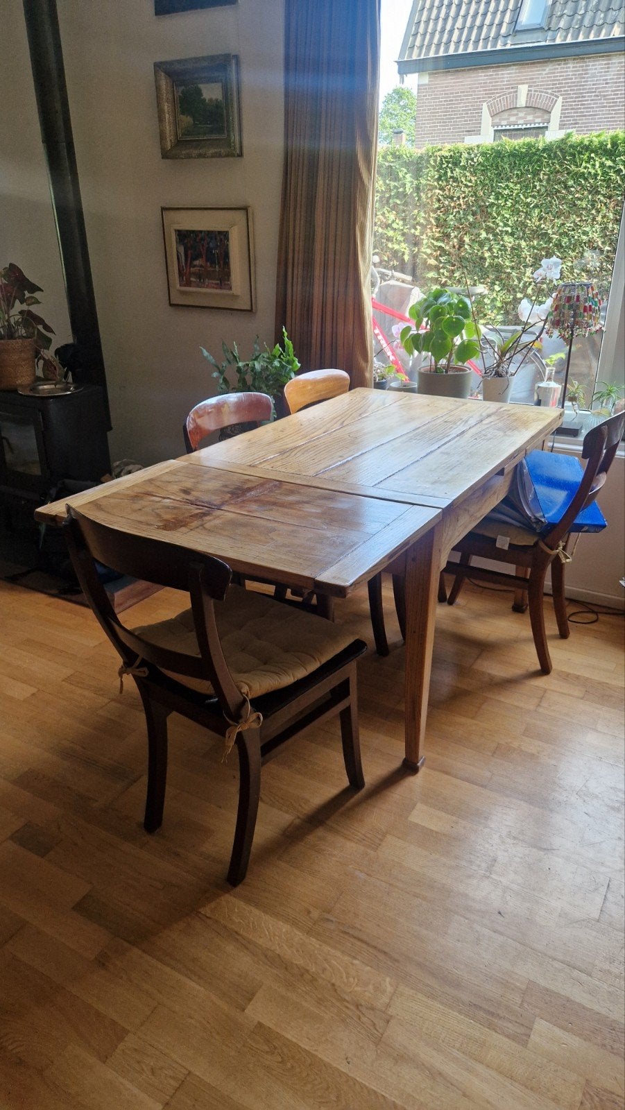 Eiken Franse tafel met uitschuifbladen, Antiek en Kunst, Antiek | Meubels | Tafels, Ophalen of Verzenden