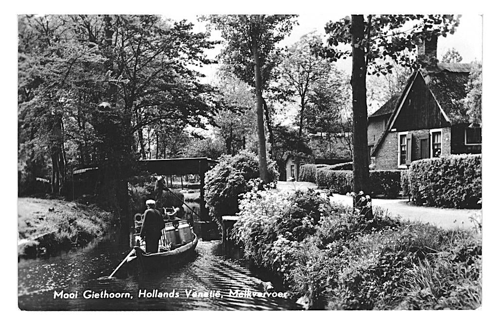 948310 Giethoorn 1962 Punter Melkvervoer Gelopen met zegel, Ophalen of Verzenden, 1960 tot 1980, Gelopen, Overijssel