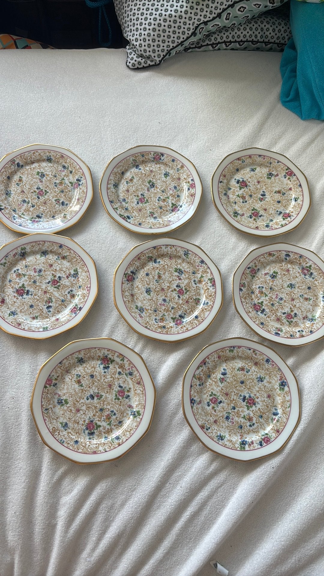 Vintage chintz- gebaksbordjes, Ophalen, Zo goed als nieuw, Overige stijlen, Bord(en)