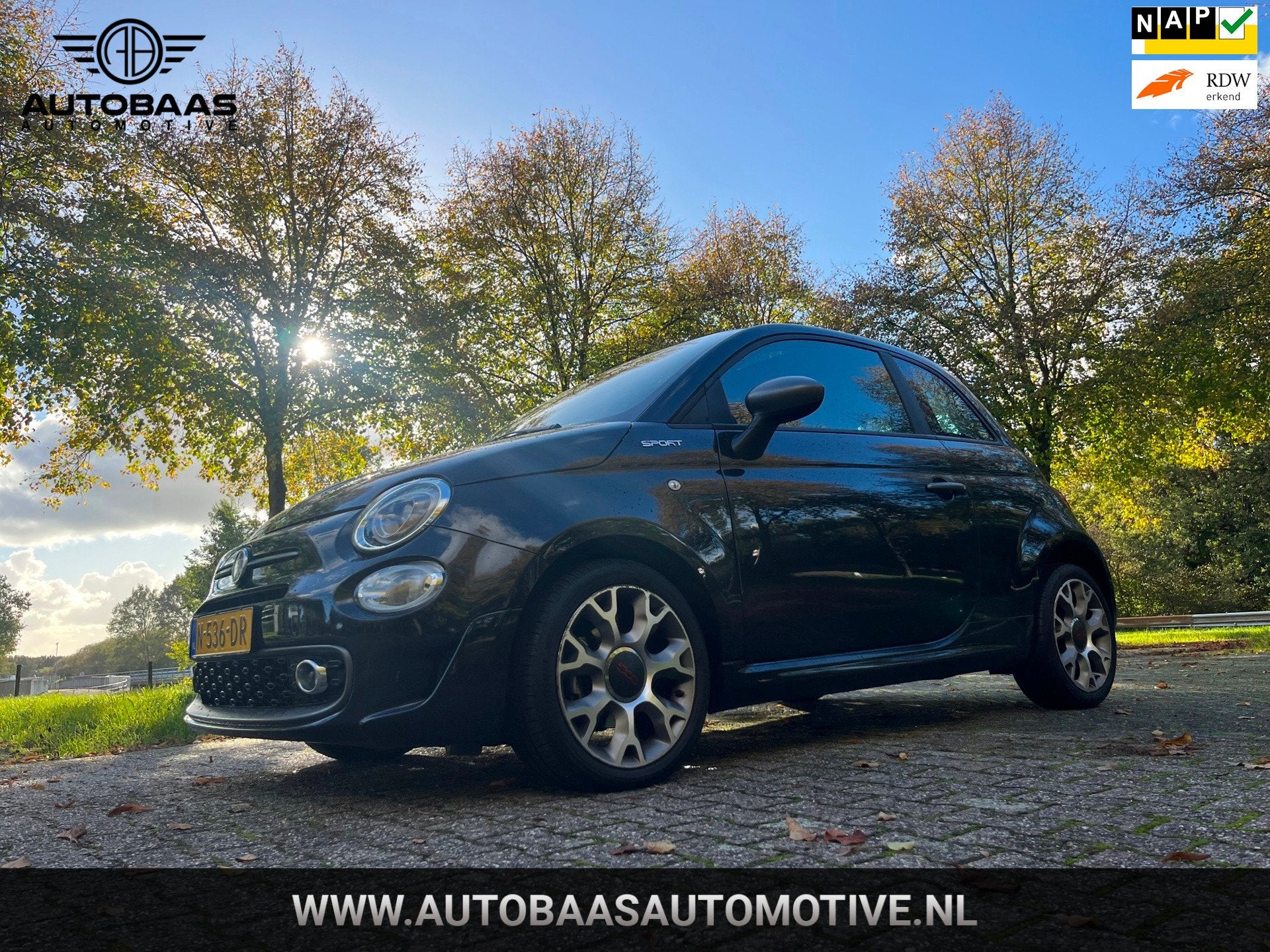 Fiat 500 1.0 Hybrid Sport *APK 09-2027* NL-AUTO+NAP+1EIG+NAV, Auto's, 4 stoelen, Zwart, Origineel Nederlands, Bedrijf