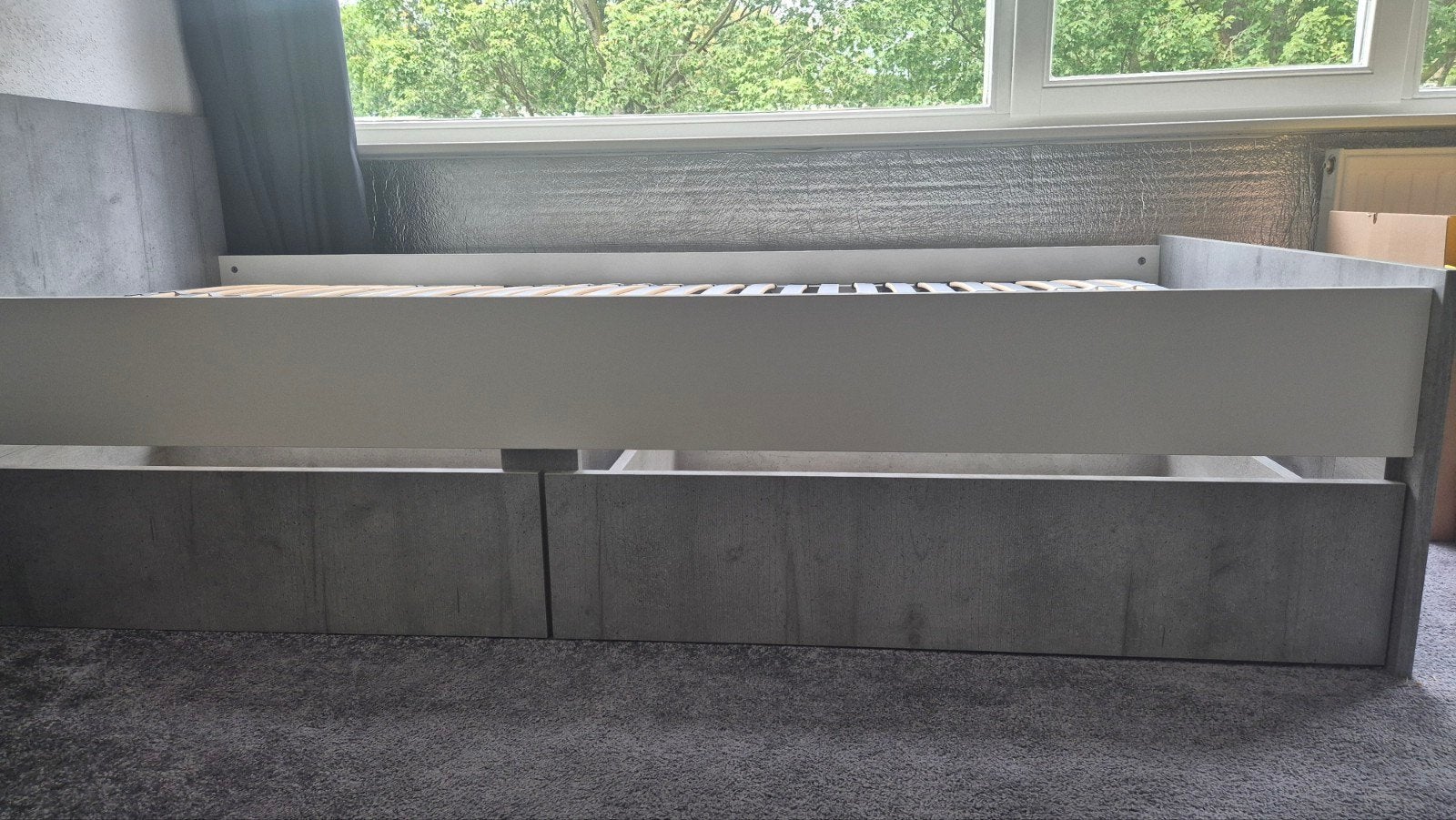 Eenpersoonsbed Billund 2.00 x 1.00m, Ophalen, Eenpersoons, 200 cm, Grijs