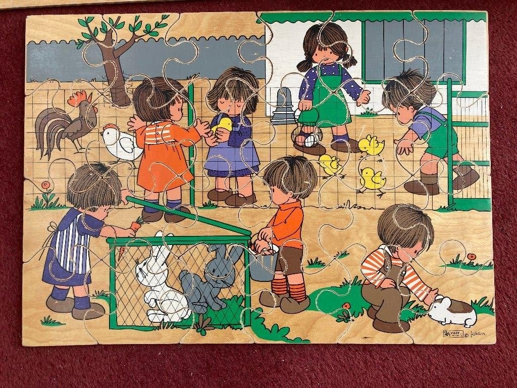vloerpuzzel rolf kinderboerderij, Gebruikt, 10 tot 50 stukjes, Ophalen of Verzenden, Van hout