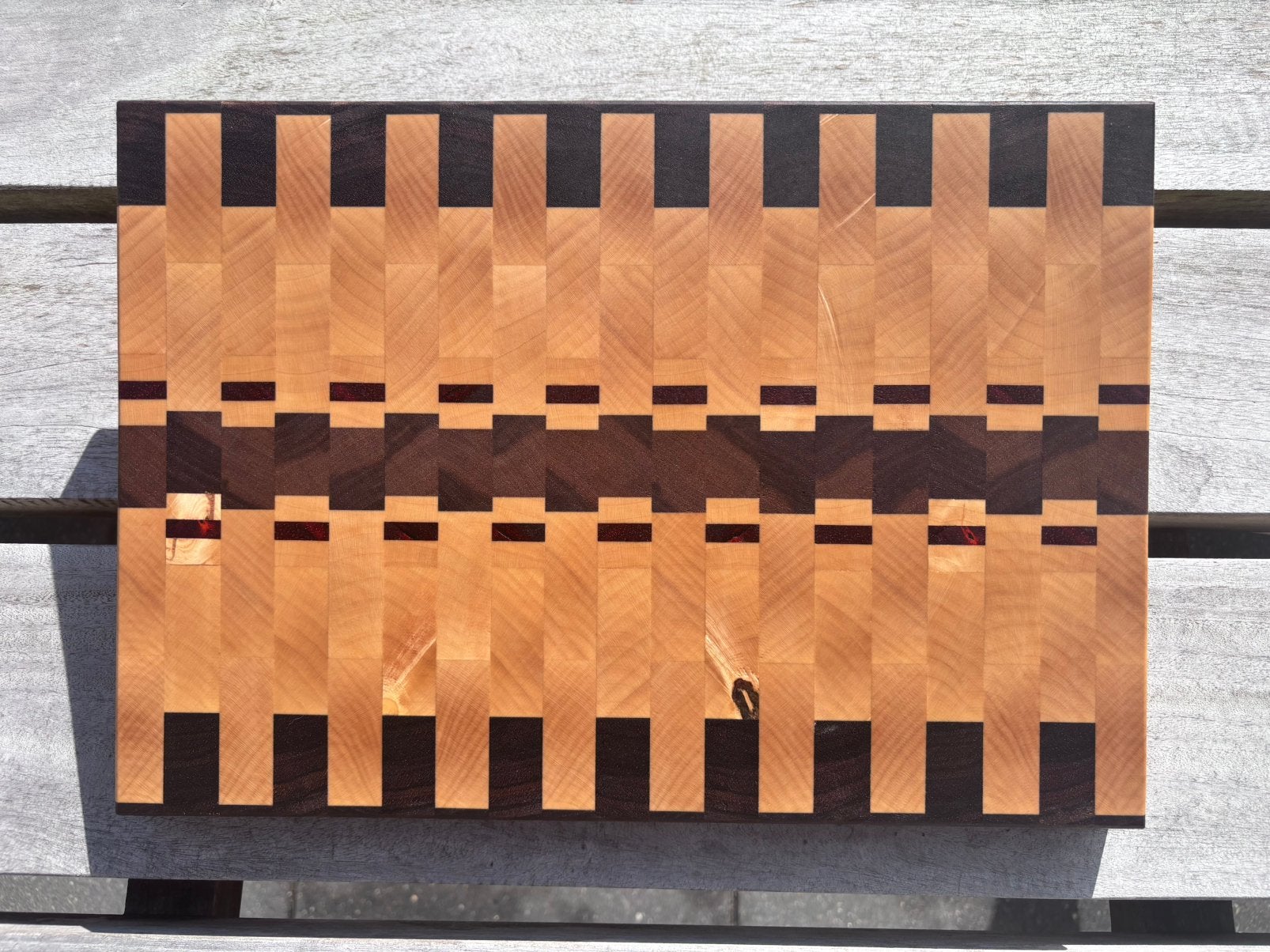 Handgemaakte End Grain Snijplank – 4 Houtsoorten, Snij-/serveerplank, Ophalen of Verzenden, Nieuw, Hout