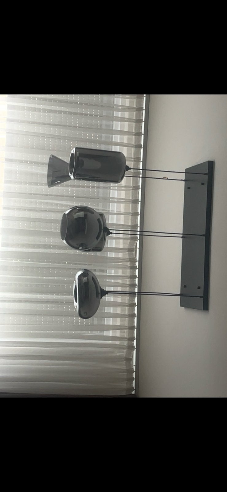 Moderne hanglamp met 6 glazen bollen – zwart/smokeglas, Huis en Inrichting, Kasten | Schoenenrekken, Zo goed als nieuw, Ophalen
