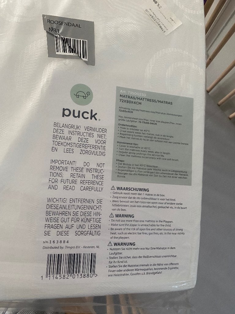 Puck inklapbare box naturel, Kinderen en Baby's, Boxen, Ophalen, Zo goed als nieuw, Rechthoekig, In hoogte verstelbaar