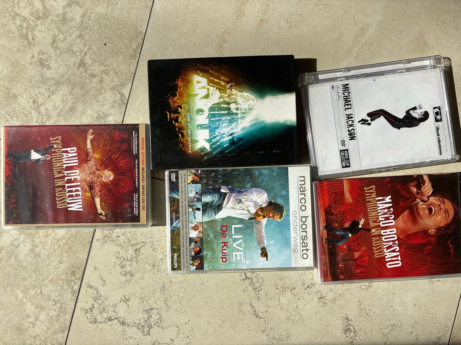 Diverse DVD's: Michael Jackson, Marco Borsato, Paul de Leeuw, Gebruikt, Alle leeftijden, Nederlands, Concert