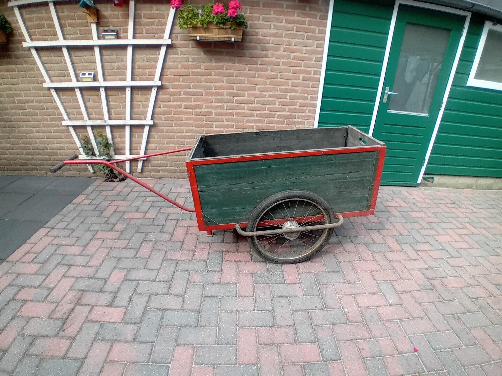 Grote houten handkar - opknapper, Ophalen, Gebruikt