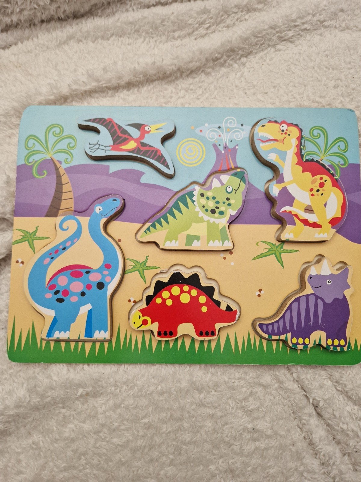 Houten dinosaurus puzzel voor kinderen, Ophalen, 2 tot 4 jaar, Gebruikt, Van hout